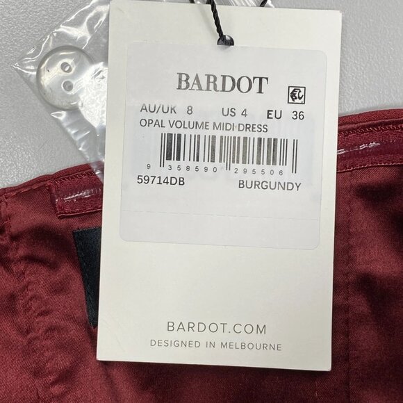 Bardot x Revolve Women's Opal Strapless Volume Midi Dress Size 4 | With Pockets - Picture 2 of 7